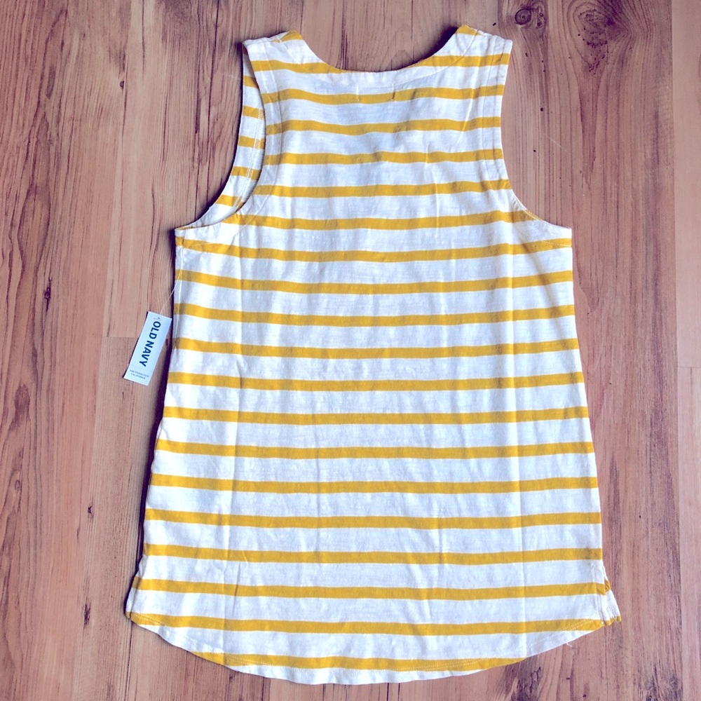 NEW OLD NAVY Sailor Tank Top Sleeveless Shirt Yellow Stripe Small Petite Women’s - Picture 2 of 12